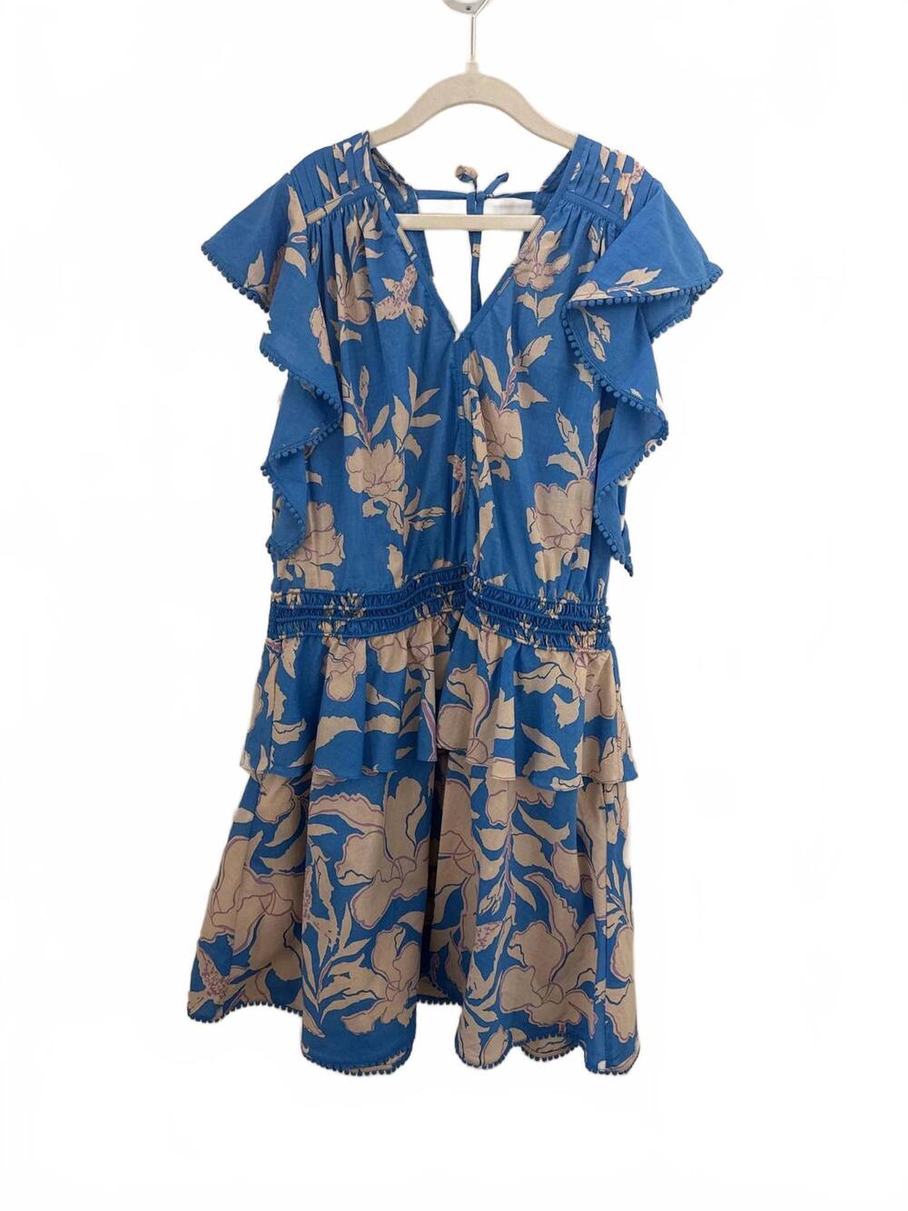NEW POUPETTE ST BARTH girl's mini noemi dress in blue palm beach